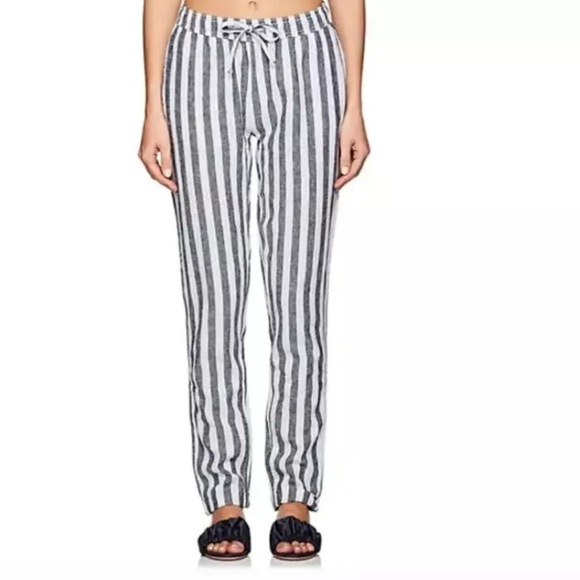 Onia Ella Linen Cotton Blend Cuffed Striped Pants Red & White Women’s Sz Medium - Picture 8 of 8